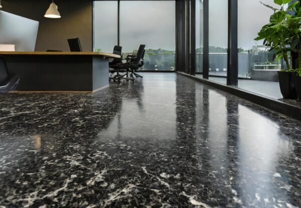 Firefly un sol fait en granit noir dans un bureau 80025